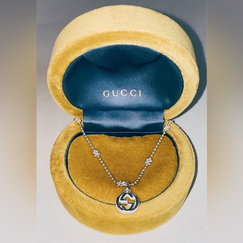 Gucci Sterling Silver Interlocking G Cluster Chain Necklace, 14"